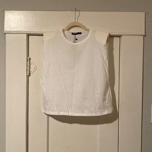 Brand NWT Nasty Gal White Muscle Tee with Shoulder Pads.